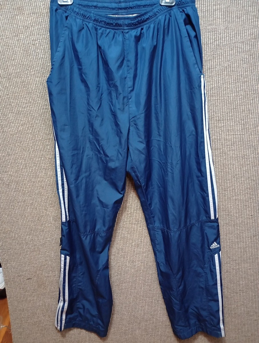 Vintage Adidas Track Pants Size Large Navy Blue Zip Set Ankle 06