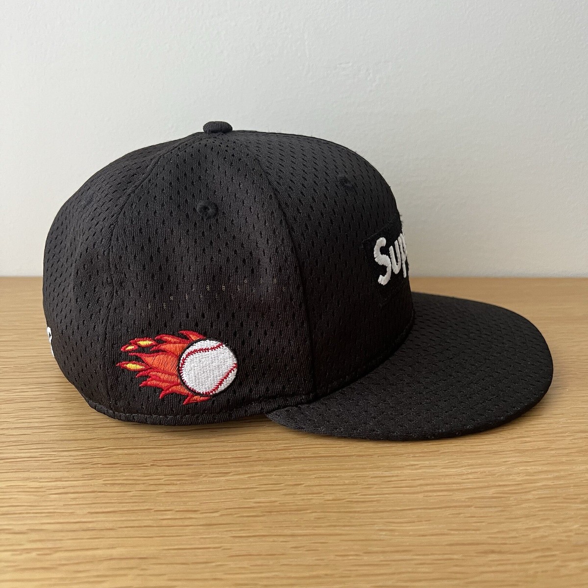 Supreme x New Era Mesh Black Box Logo 7 1/8 Fitted Hat Cap SS 2018