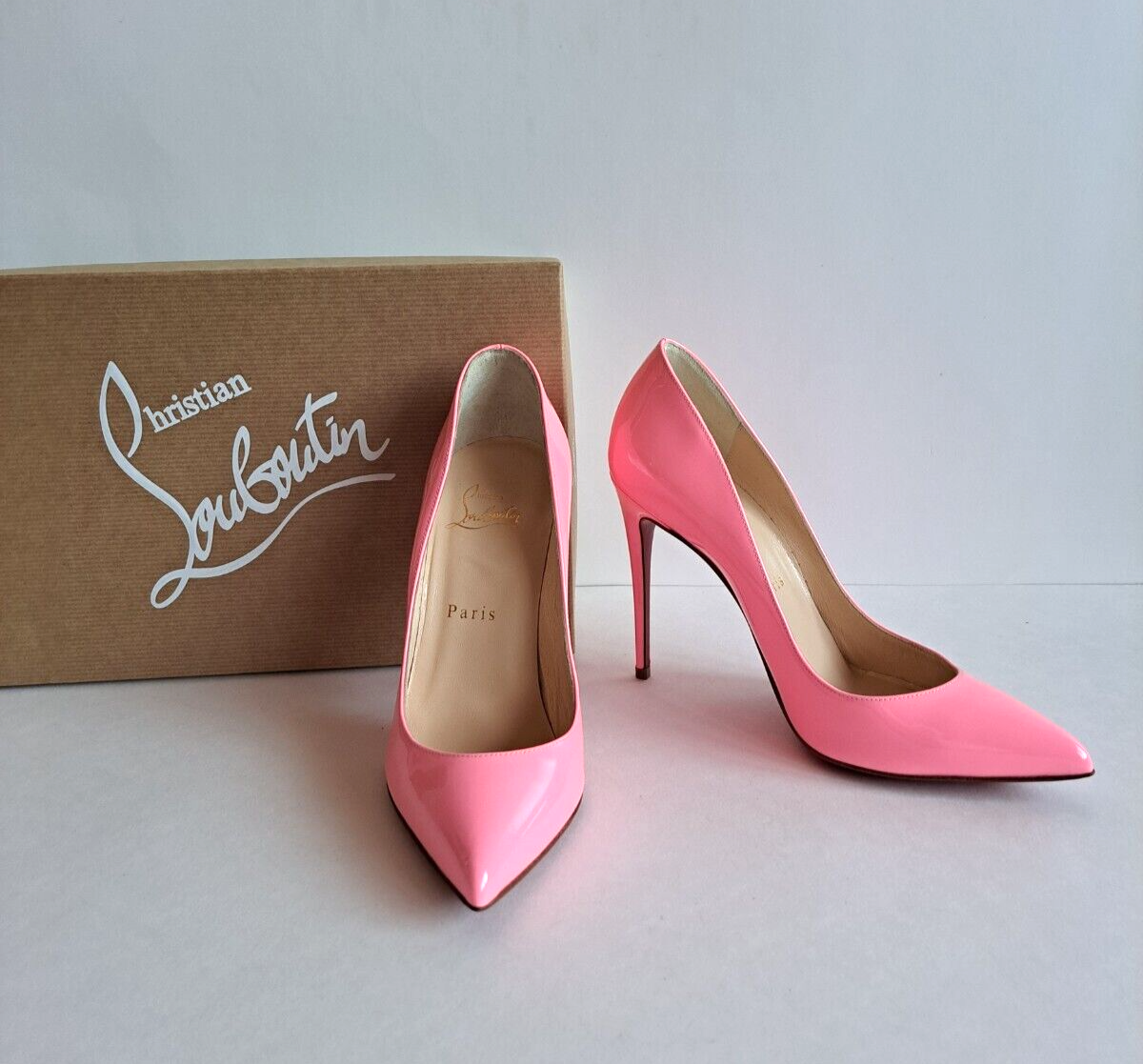 Christian Louboutin Dolly Pink Patent Leather Pumps Heels Shoes