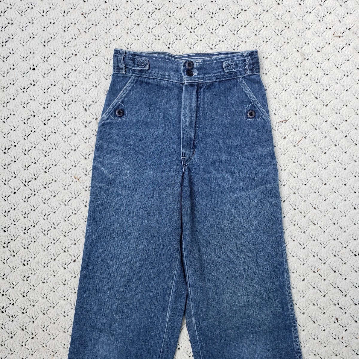 Vtg 1970s Womens Straight Leg Jeans Pants Talon Zipper Denim Dark