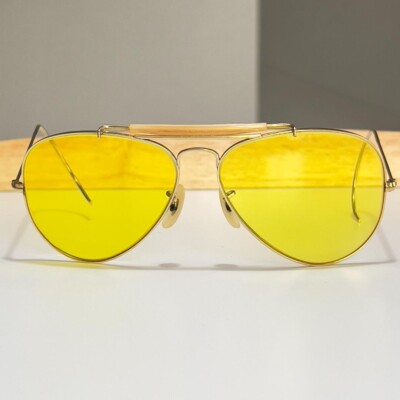 Vintage B&L Ray-Ban Eyewear Sunglasses Gold Frame Yellow Lenses | eBay