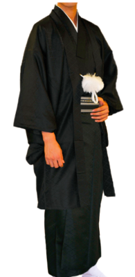 Japanese Men's Traditional Kimono HAORI Montsuki Set Black | eBay