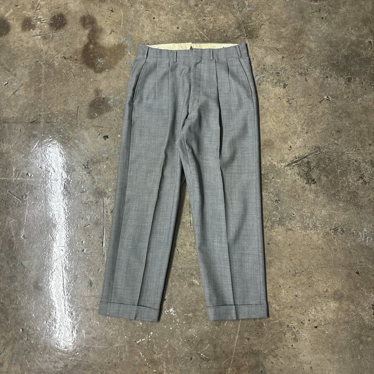 1940s Vintage Gray Wool Pleated High Waisted Trousers 33x29 | eBay