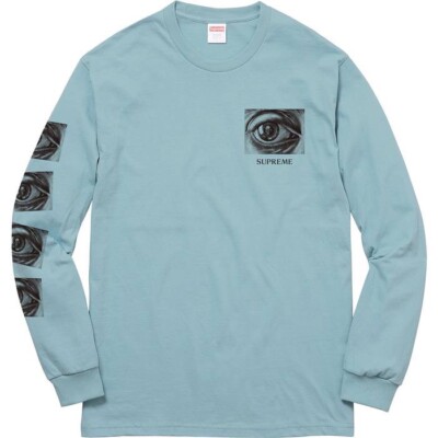 SUPREME M.C. ESCHER EYES L/S T SHIRT SLATE BLUE SS17T2 SIZE LARGE