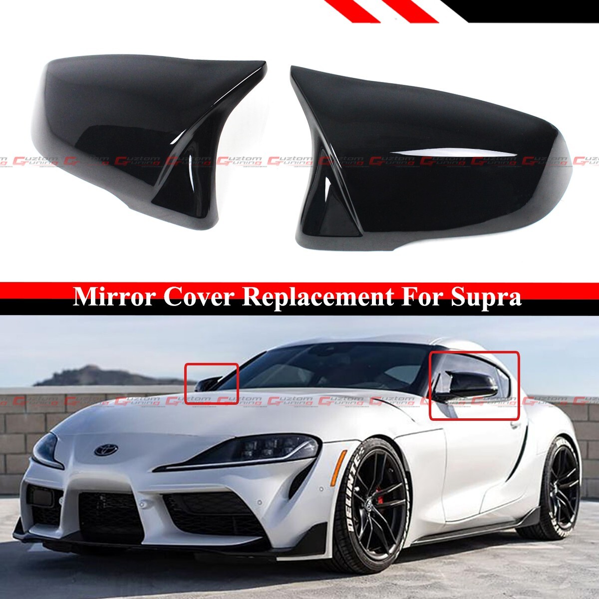FOR 2020-26 TOYOTA SUPRA A90 M STYLE GLOSS BLK SIDE MIRROR COVER