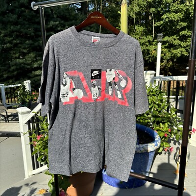 Vintage 90s Nike Air Jordan T Shirt Gray Single Stitch Sz M Made