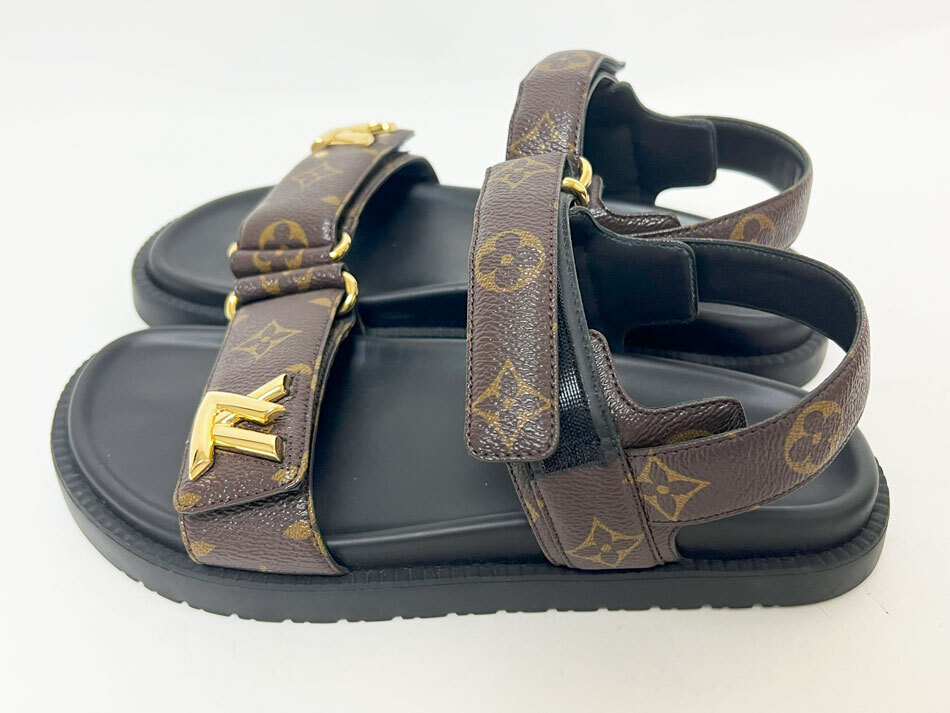 LOUIS VUITTON LV Sunset Line Sandals Women's Monogram Size 38 US8