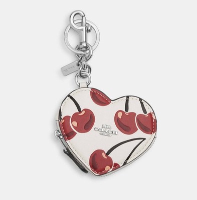 NWT Limited Coach CZ091 Leather Heart Coin Pouch Bag Charm With