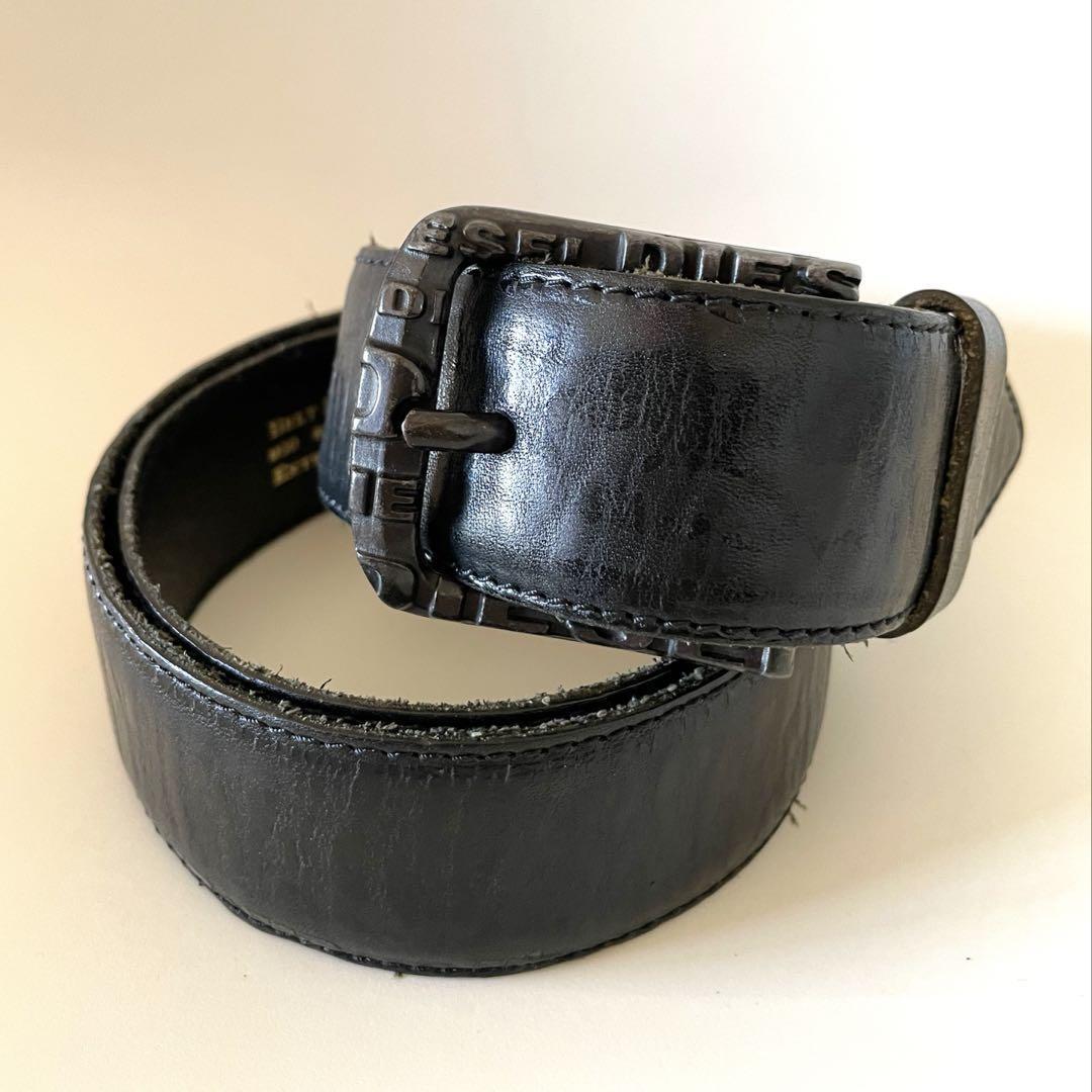 Diesel Men Leather Belt With Logo Buckle 95 Casual Classic Durable