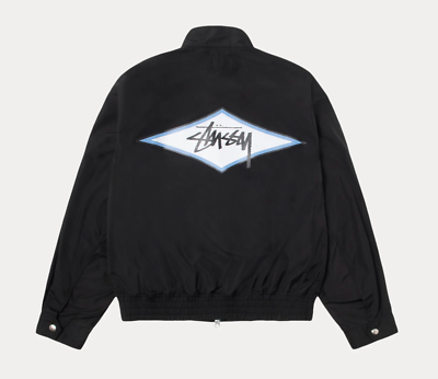 New Stussy SURF TEAM HARRINGTON Nylon JACKET 2025 Black Mens size