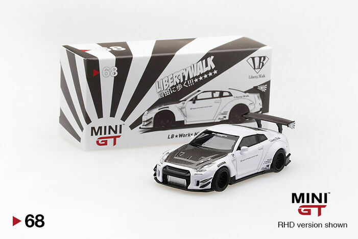 MINI GT 68 LB WORKS Nissan GT-R (R35) White Type 2, Rear Wing ver