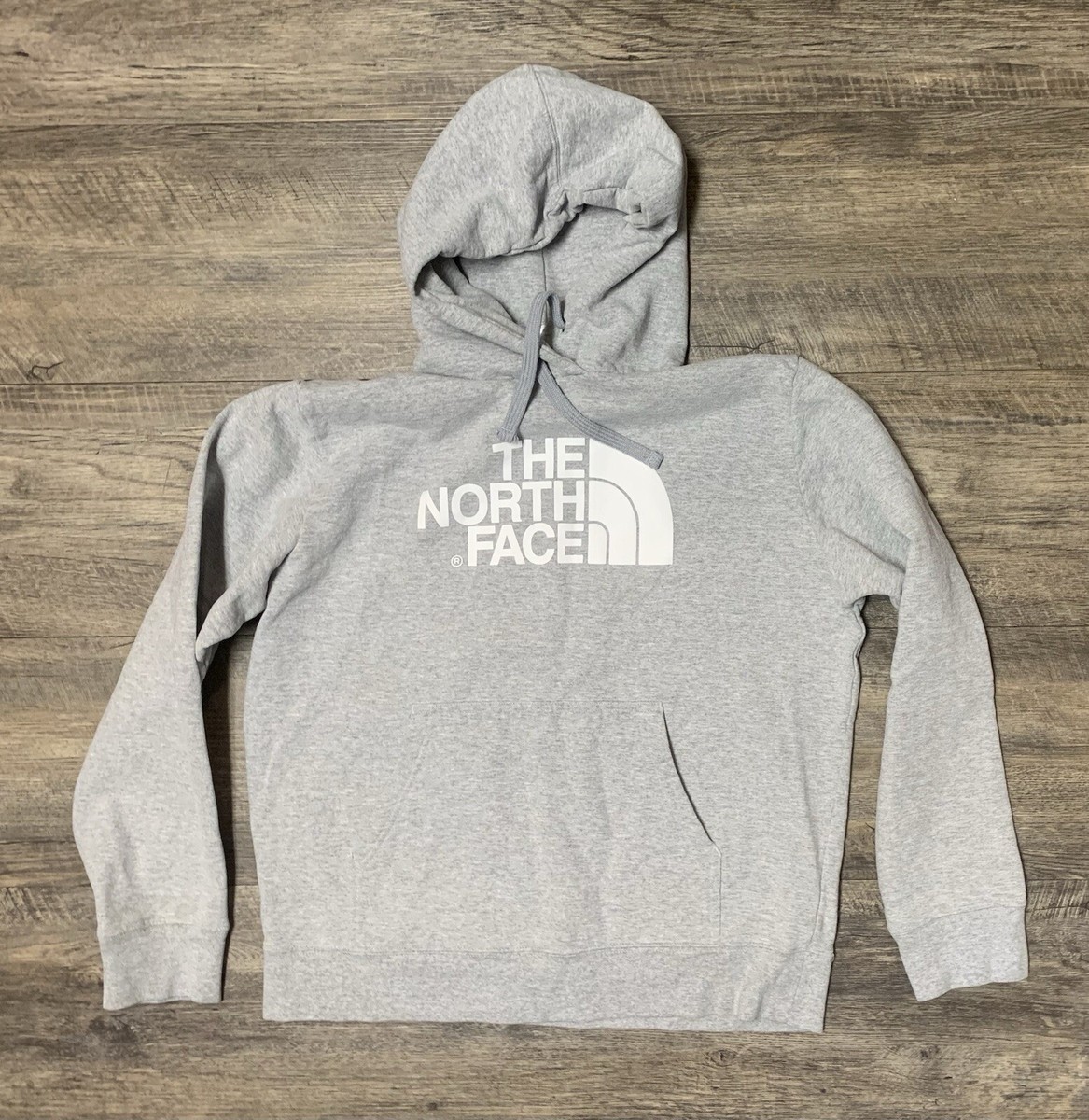 The North Face Hoodie Mens Large Gray Pullover Sweatshirt Big Logo