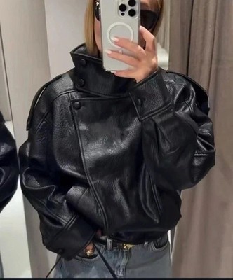 Zara AW 2025 VIRAL Black Faux Leather Jacket All Sizes Ref 4391