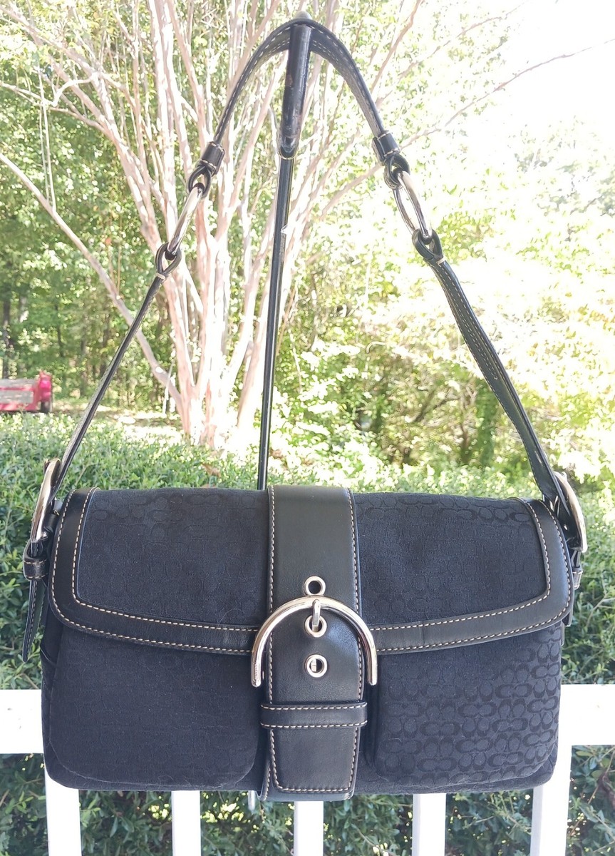 Coach 1463 Vintage Black Soho Flap Y2K Signature C Canvas Shoulder