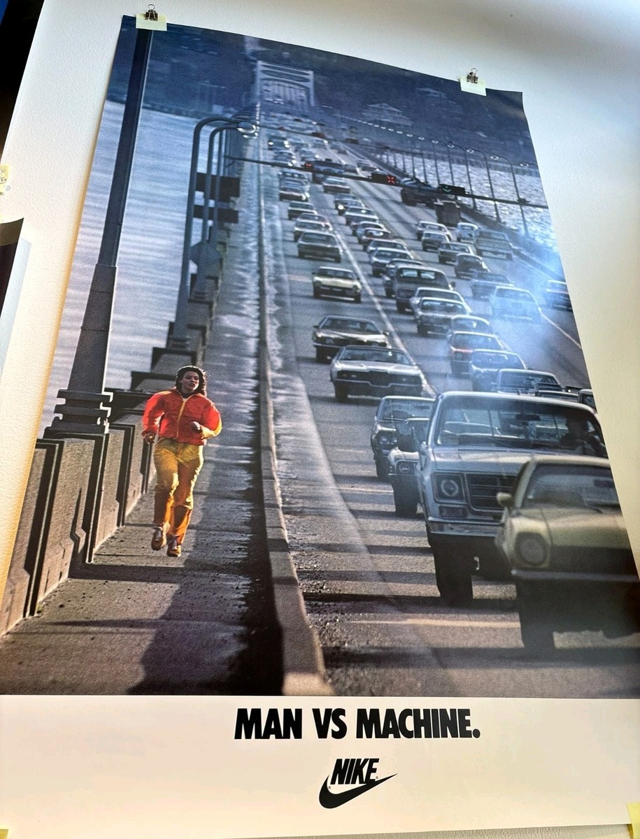 Original NOS 1978 Nike Poster MAN VS MACHINE. 22 X 36 Never Rolled