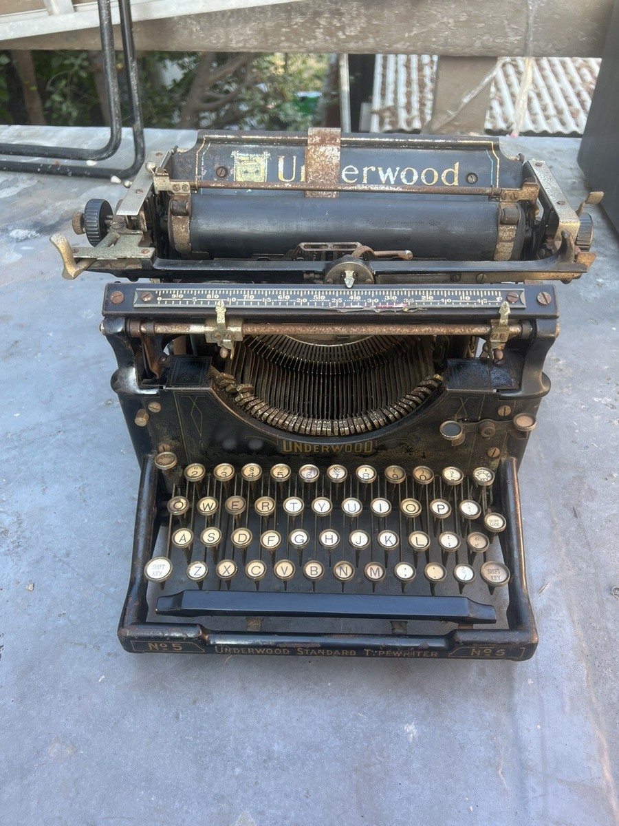 ANTIQUE UNDERWOOD NO 5 BLACK STANDARD TYPEWRITER 1919 For Parts No