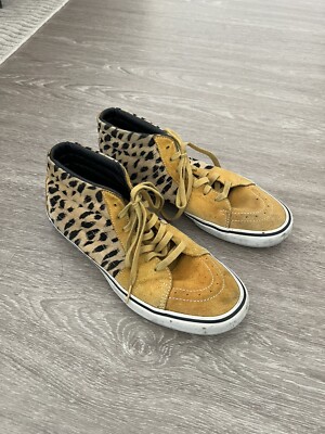 VANS X SUPREME Sk8-Mid Pro 'Cheetah Velvet Gold' Sneakers Size 12