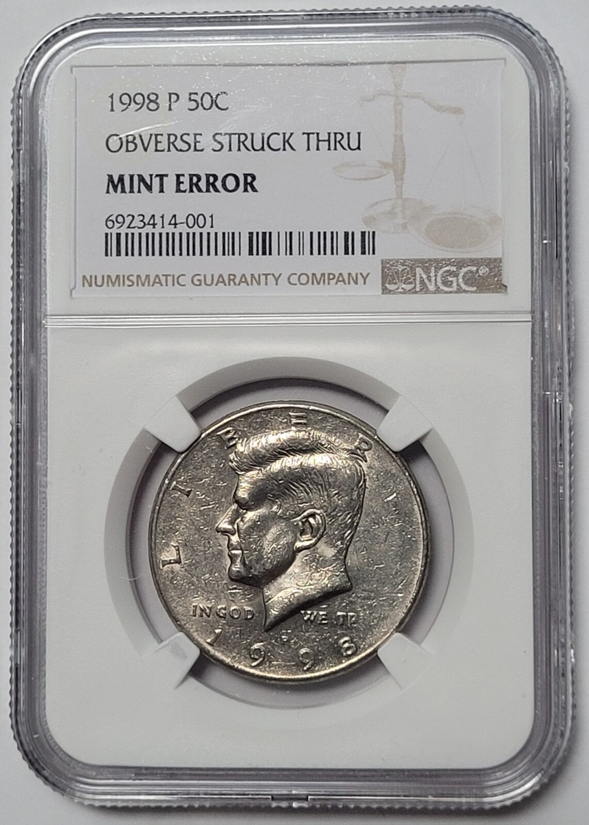1998-P Kennedy Half Dollar - OBVERSE STRUCK THRU MINT ERROR. | eBay