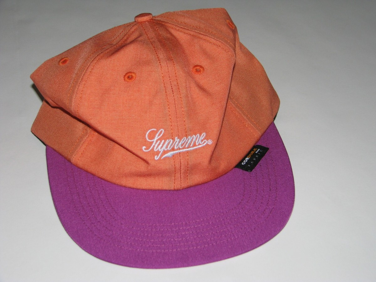 SUPREME Cordura Script Logo 6 Panel Hat Cap PEACH Adjustable NEW S