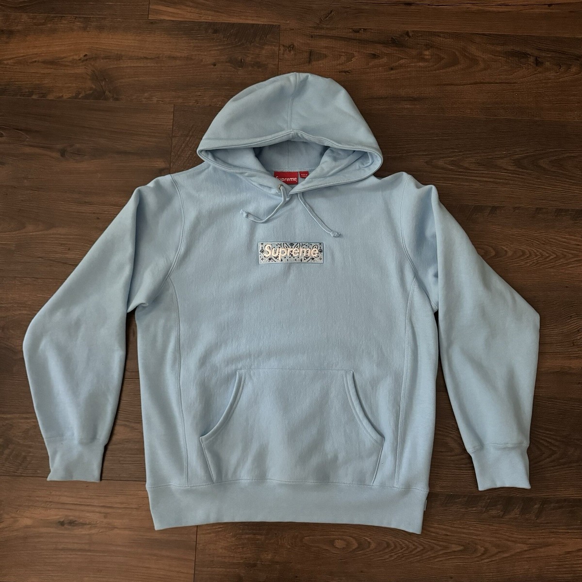 Supreme Bandana Box Logo Hooded Sweatshirt FW19 Light Baby Blue