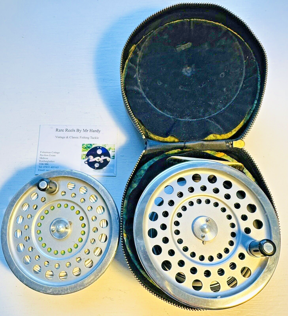 Vintage Hardy Marquis Salmon Number 2 Fly Reel & Spool Cases