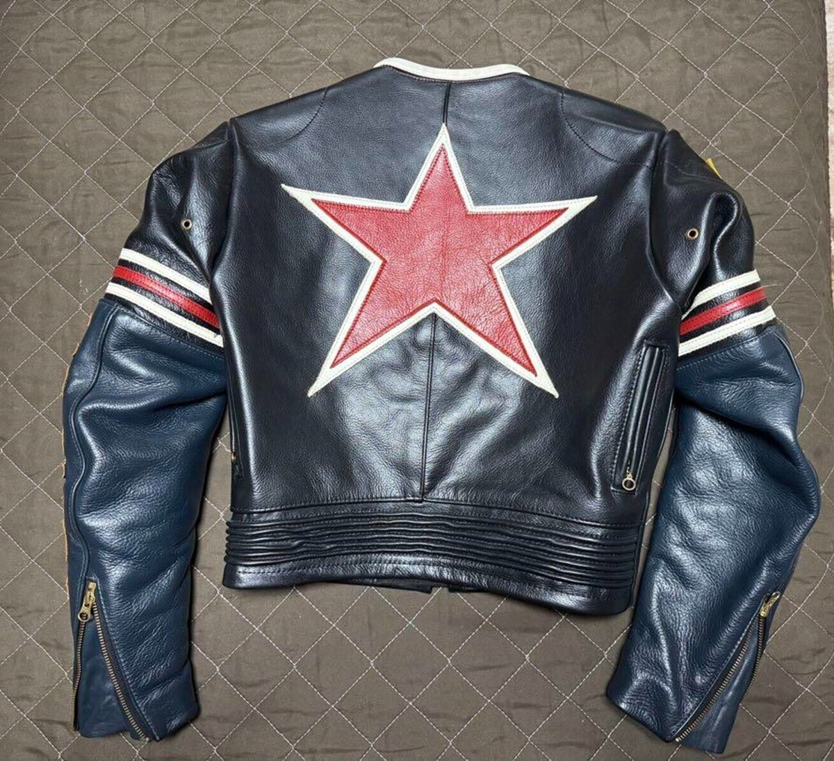 VANSON Black Red Leather Riders Jacket Racing One Star Made In USA