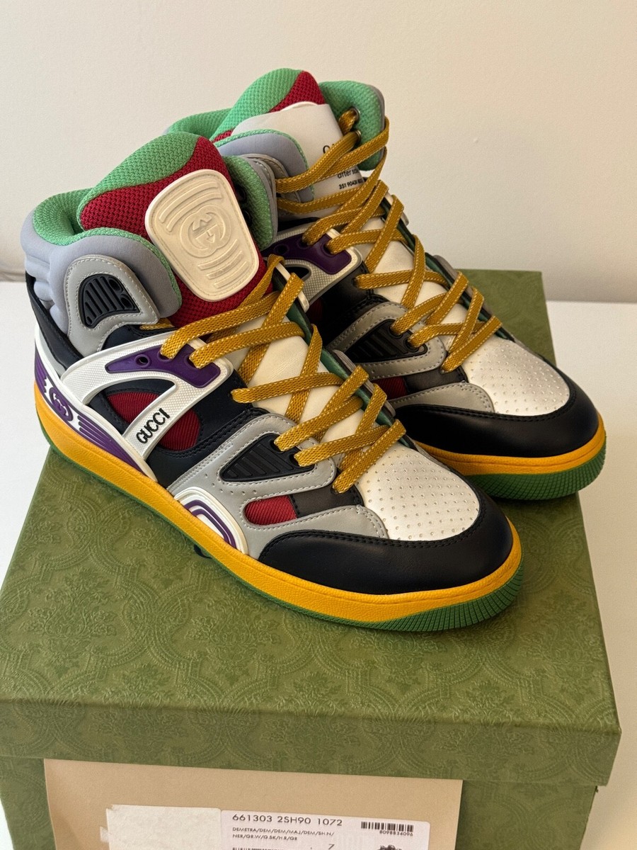 sz 7G - Gucci Basket Demetra black green red High top sneakers | eBay