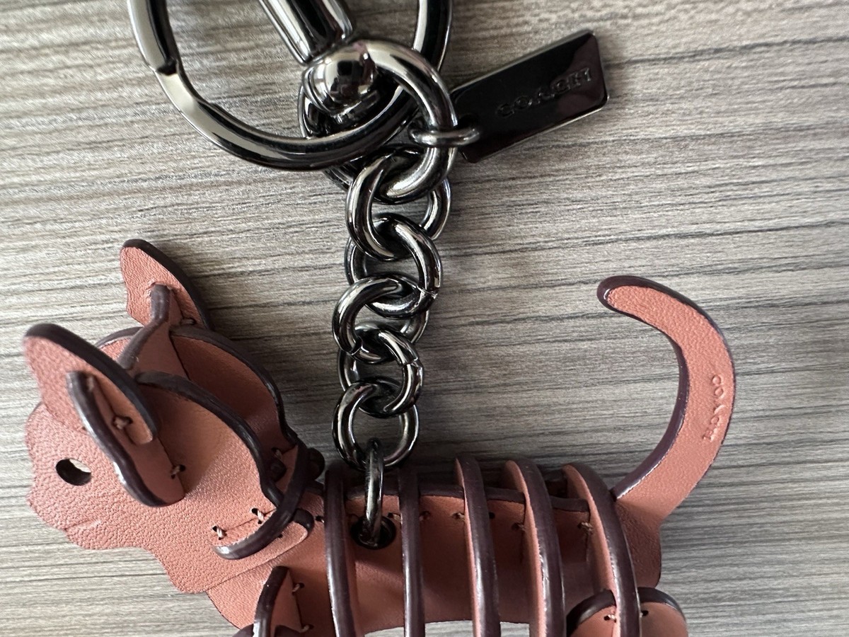 Coach Leather 3D Small Cat Puzzle Skeleton Bag Charm Keychain