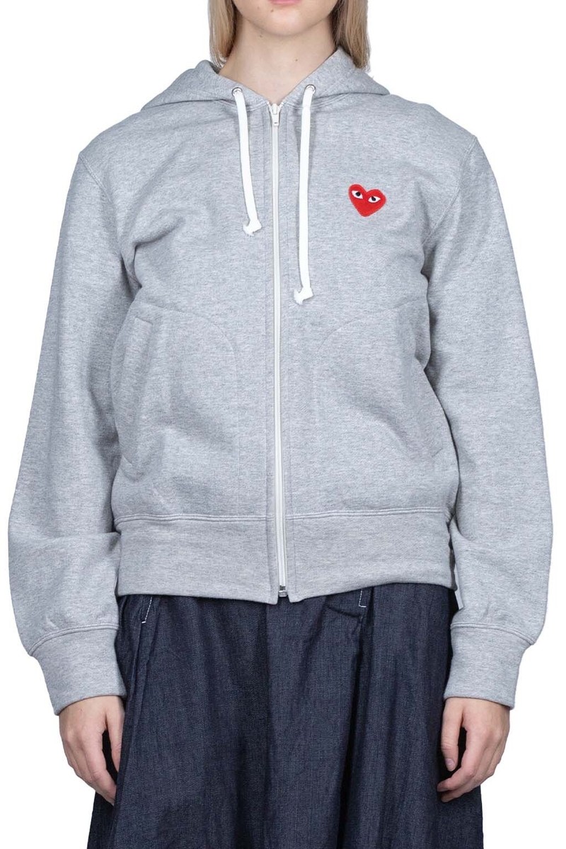 COMME DES GARCONS CDG PLAY FULL ZIP RED HEART HOODIE SMALL | eBay