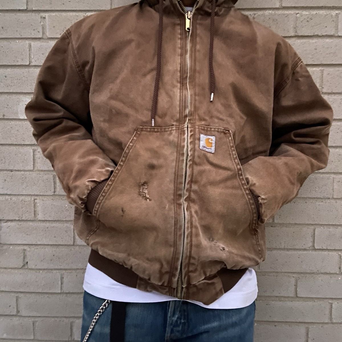 Rare Vintage Carhartt Active Jacket Brown Size-M/L Distressed. | eBay