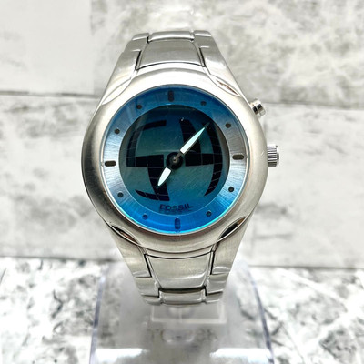 FOSSIL JR8093 Big Tic Y2K Rare Quartz Watch 40mm Blue Dial