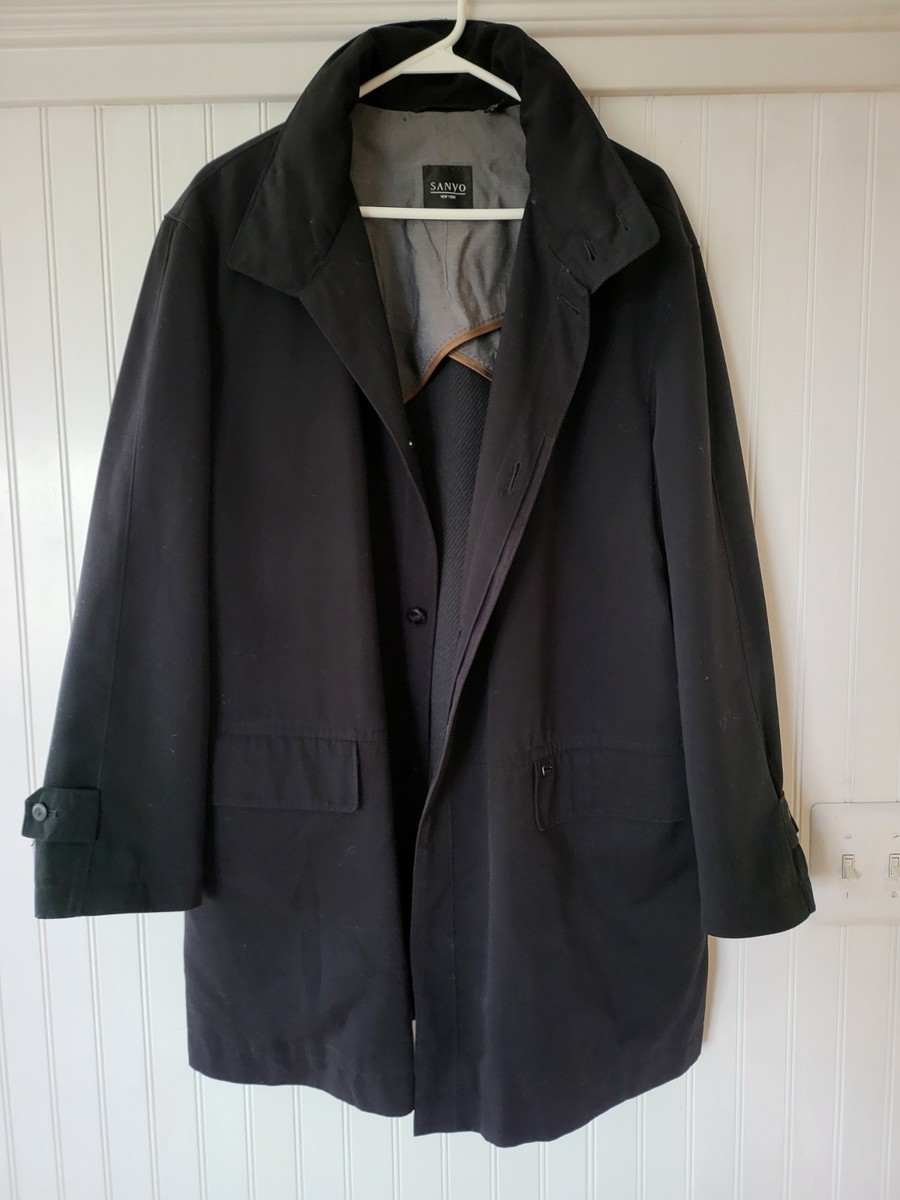 Sanyo Men's Black All Purpose Zip Up Jacket Size M With Rain Hood