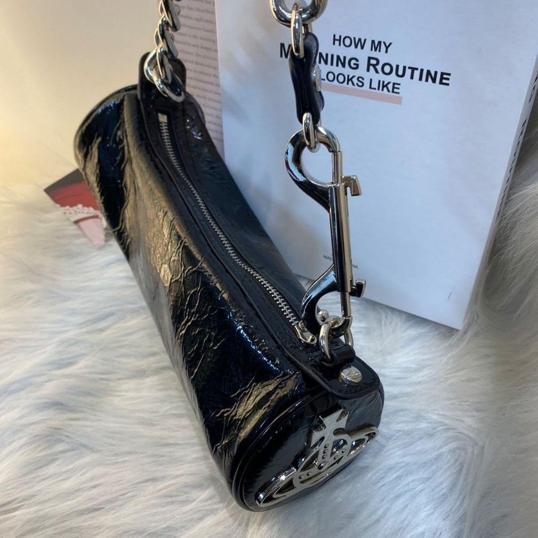 Vivienne Westwood Shoulder Cylinder Bag Orb Black Leather Outlet