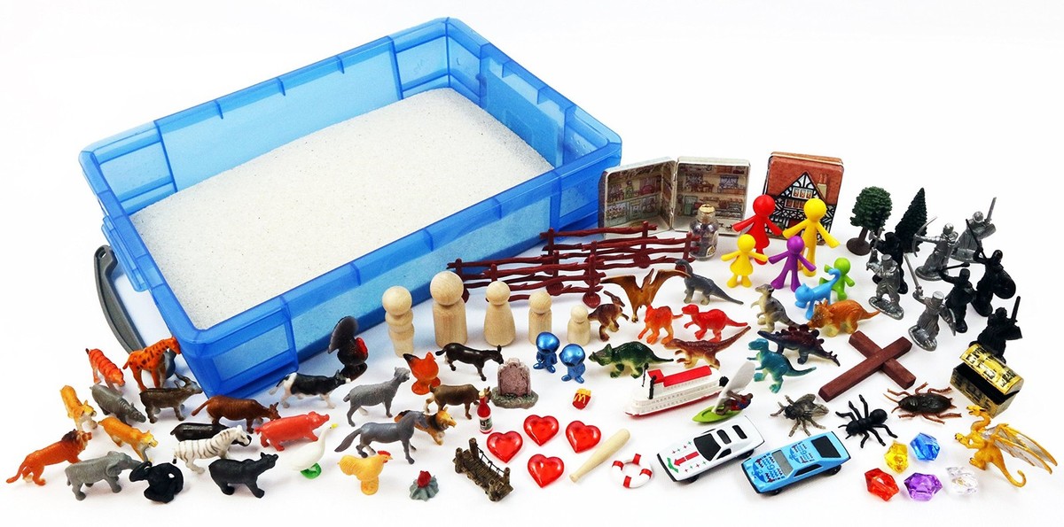 Play Therapy Sand Tray Basic Portable Starter Kit with Tray, Sand
