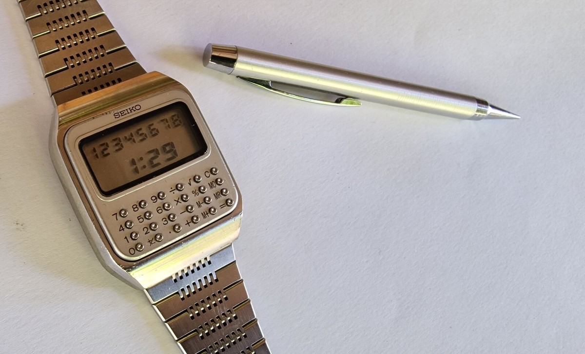 Vintage Digital Seiko C153 5011 Calculator Watch +Pen all Original