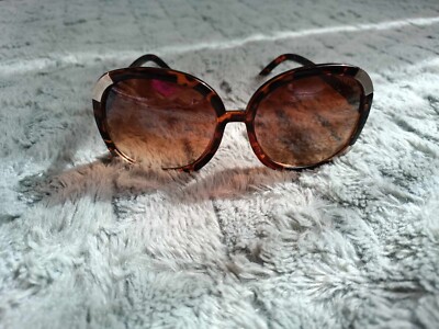 coco chanel sunglasses women used brown round big y2k vintage gold