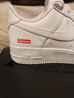 Size 6.5 - Nike Air Force 1 x Supreme Low Box Logo - White Supreme