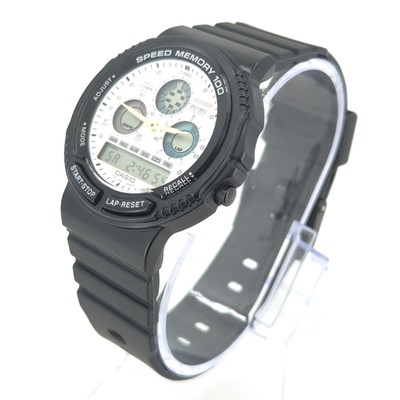 NOS CASIO AW-20-7GV SPEED MEMORY 100 WR 50M VINTAGE ANA-DIGI WATCH