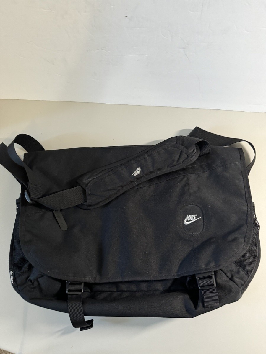 Vintage Nike Black Messenger Travel Shoulder Bag Cordura Nylon