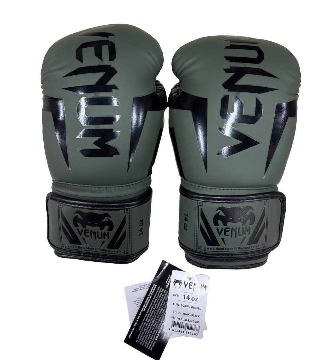 Venum Elite Boxing Gloves 14 Oz Pair In The Color Khaki/Black | eBay