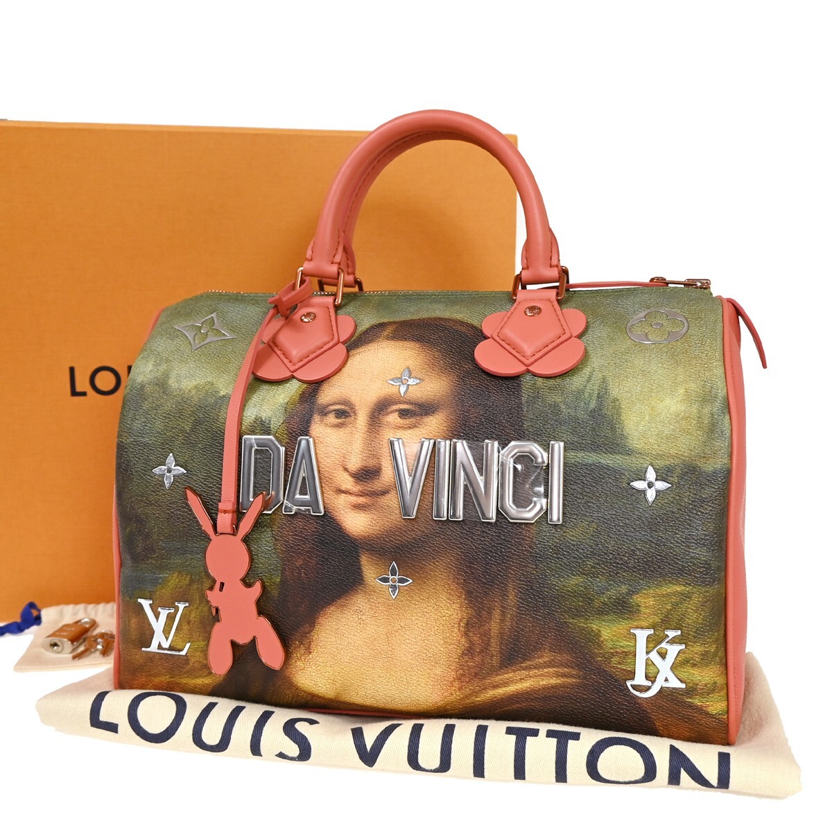 LOUIS VUITTON Speedy 30 Hand Bag Da Vinci Mona Lisa Leather Pink