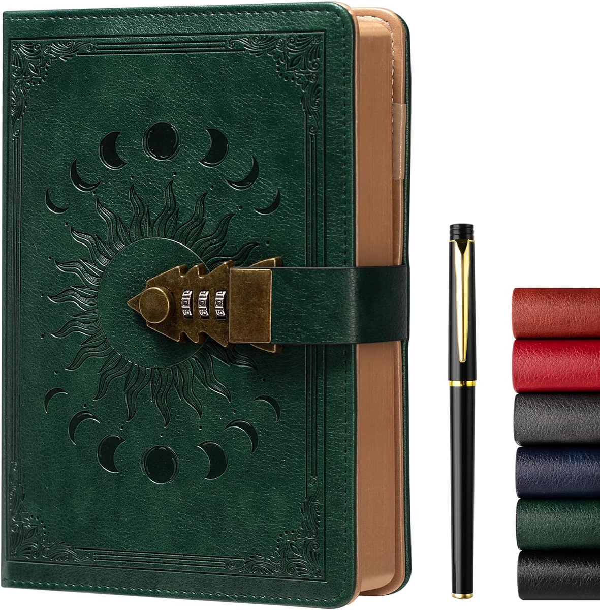 ZXHQ Lock Journal with Pen, A5 240 Pages Diary with Lock, Brown