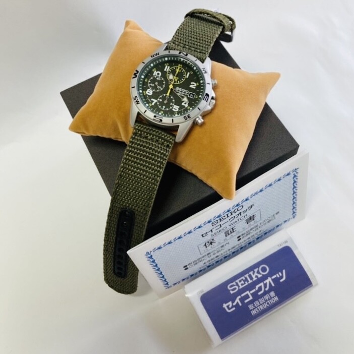 SEIKO SND377R Chronograph Quartz khaki Waterproof Men's Watch New