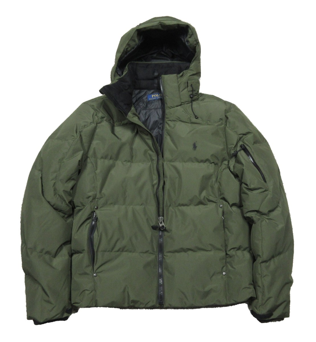 Polo Ralph Lauren Men's Green Puffer Down Zip Off Hood Jacket $448