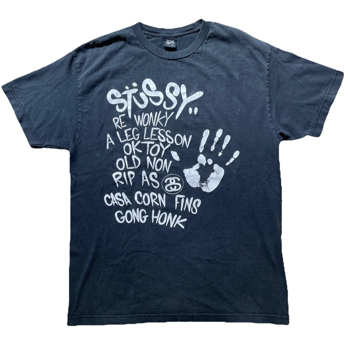 00s Stussy WORLD TOUR L/S TEE ネイビー L 00s Stussy WORLD TOUR L/S