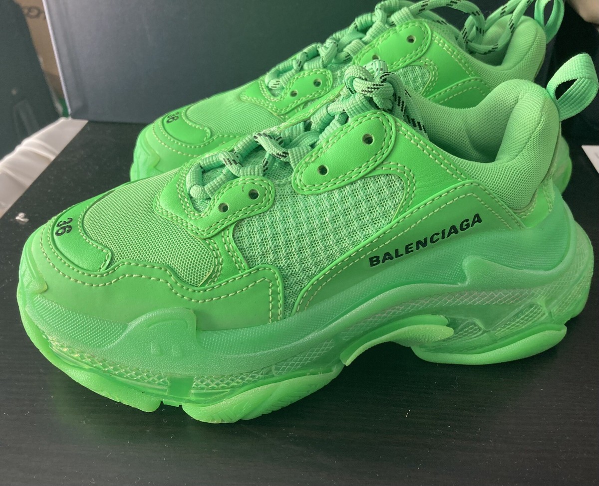 Size 36- Balenciaga Triple S Clear Sole Trainer Neon Green womens