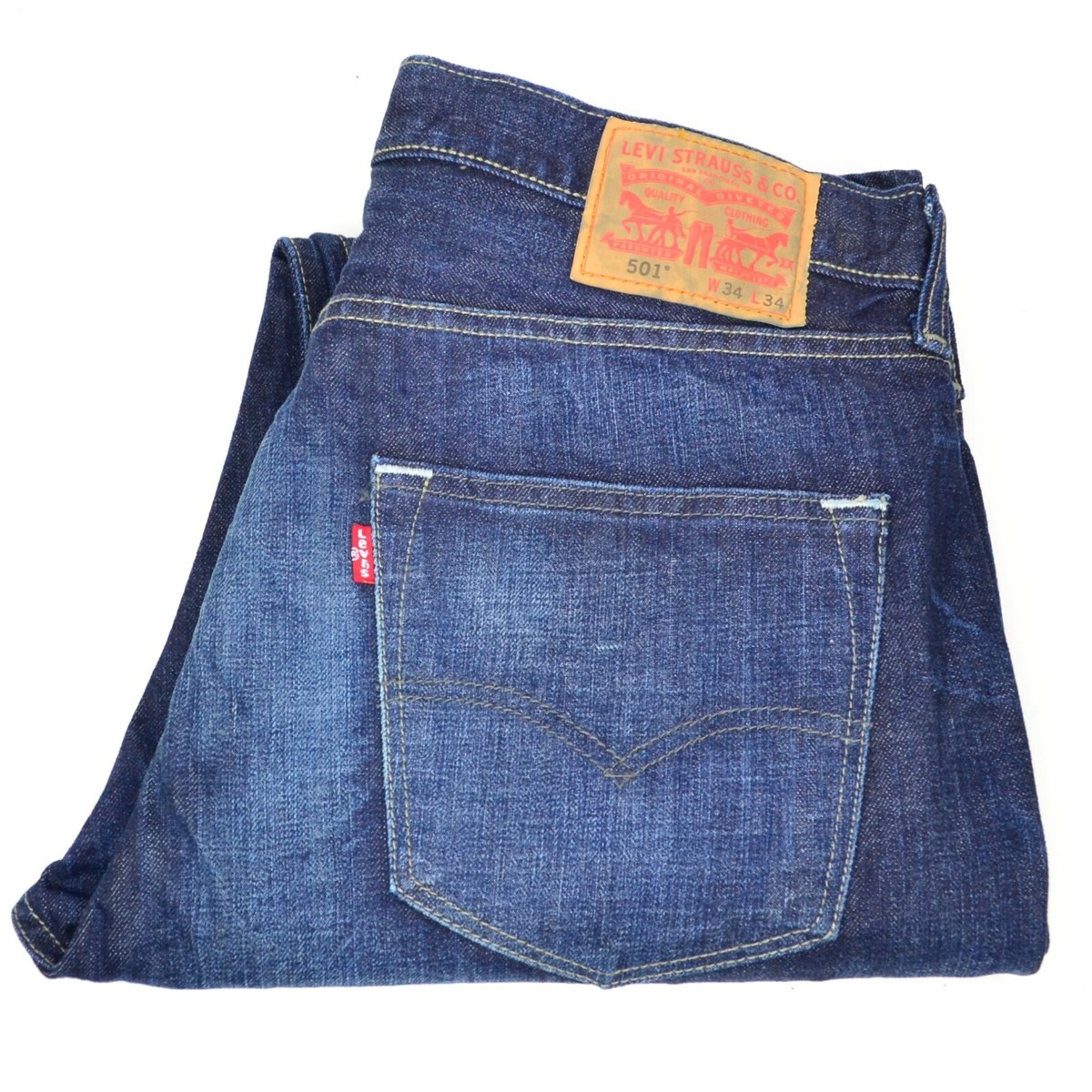 Levi's 501 Men's Size W34 L34 Blue Button Fly Classic Fit Denim