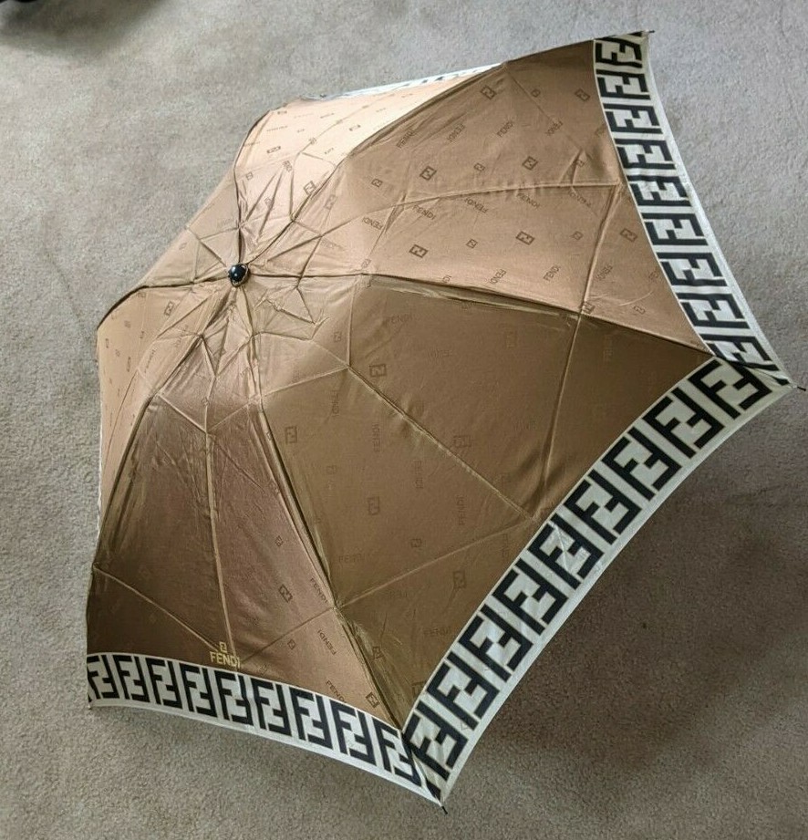 FENDI Vintage Zucca Folding Umbrella Brown Auth | eBay