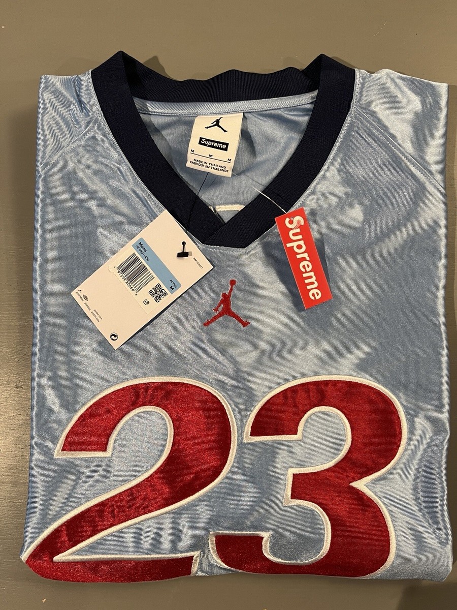 Supreme Jordan Warm Up Jersey Light Blue Medium In Hand Store Tag