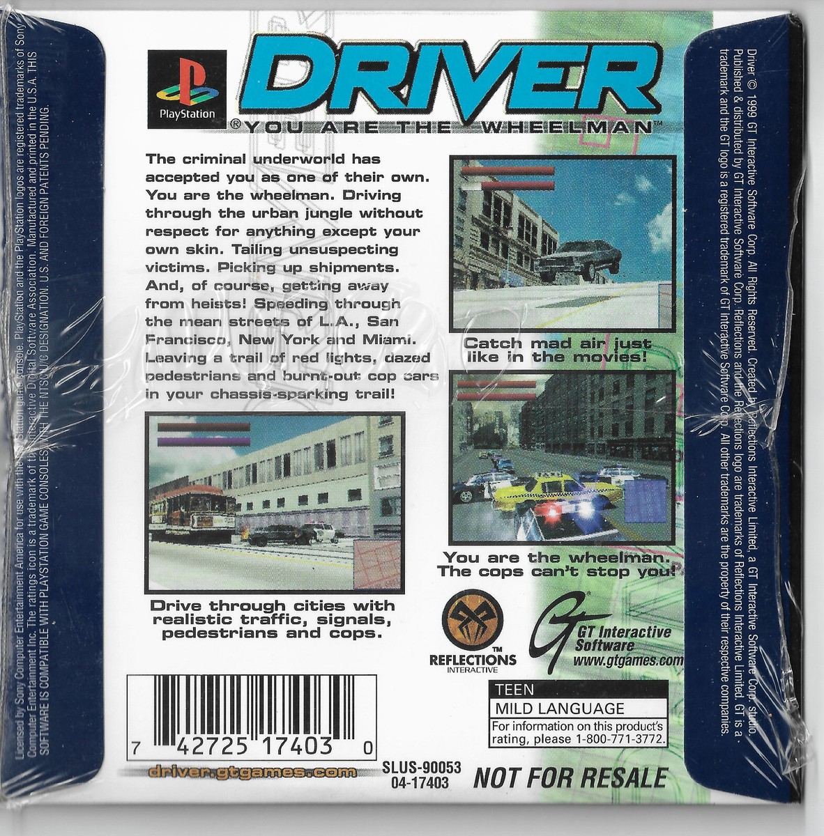 Driver (Sony PlayStation 1 1999 GT Interactive) Cardboard Sleeve